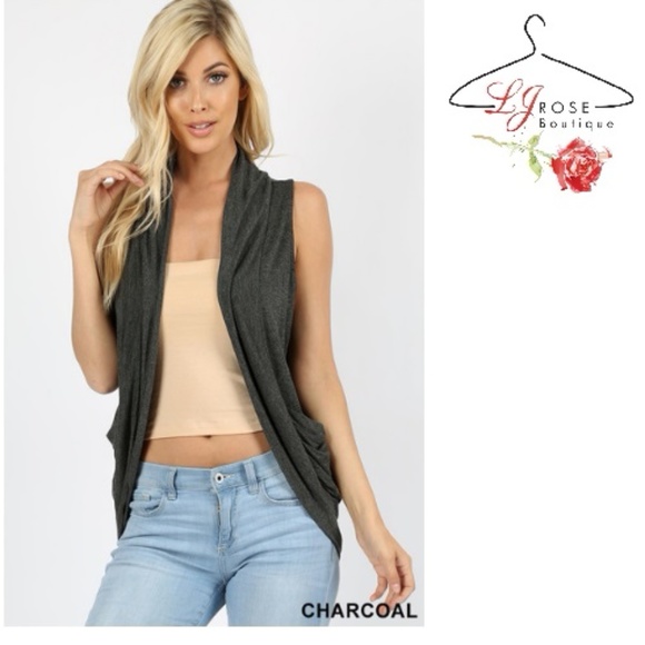 RAYON SLEEVELESS OPEN CARDIGAN - Picture 1 of 1